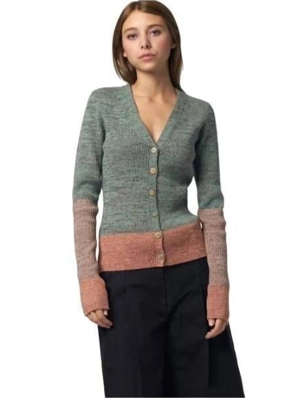 Ulla Johnson Sweater Posey Cardigan in Twilight Green Wool Blend Size S